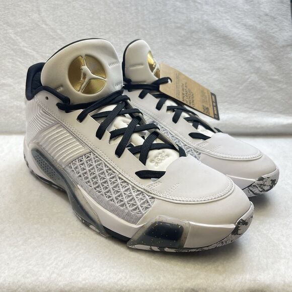 Nike Basketball Sneakers Men 11 White Black Gold Air Jordan XXXVIII 38 Low Shoes - Picture 2 of 12